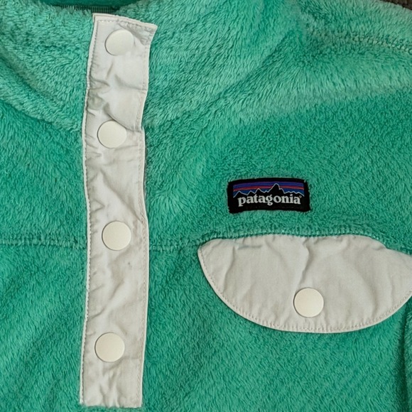 Patagonia Synchilla snap front fleece Mint green EUC Sz 15 (xl) Cozy Warm - Picture 5 of 5
